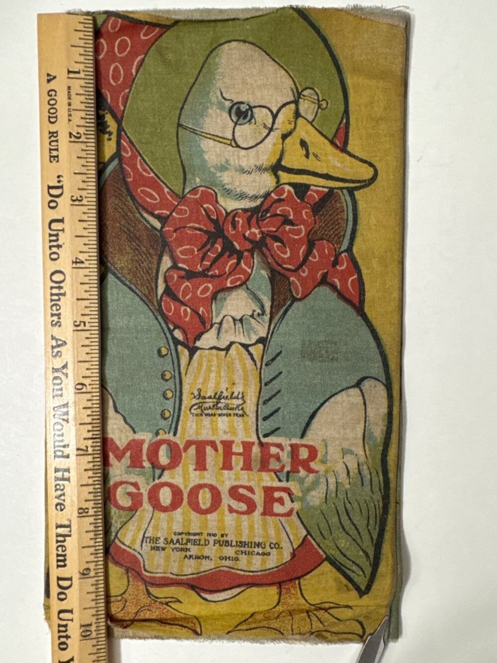 Vintage Mother Goose & Gander Fabric Book Pages Saalfield Publishing Co Colorful - Picture 9 of 9